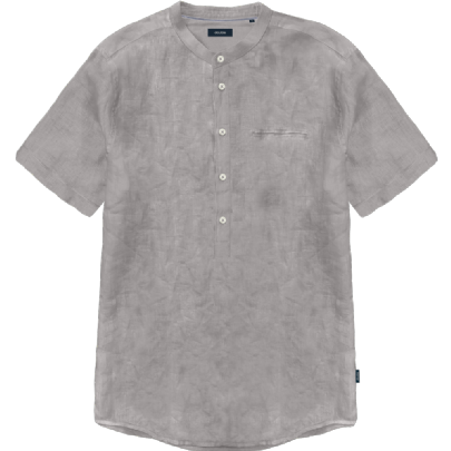Linen shirt mao collar with half pocket ice grey