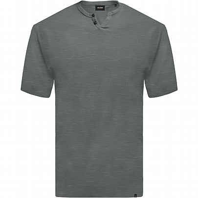 Henley T-Shirt V-Neck σε χρώμα γκρί ανθρακί