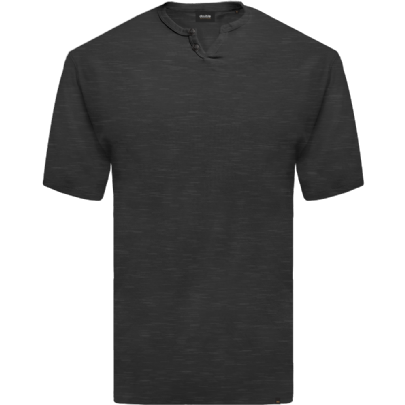 Henley T-Shirt V-Neck σε χρώμα μαύρο