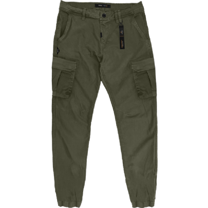 Pants cargo with elastic tape hem ανοιχτό χακί