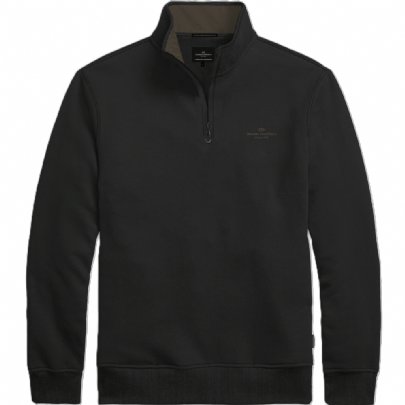 Half-Zip with Stand-up Collar and High Density Print (Brushed Fleece) σε μαύρο