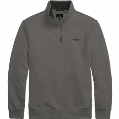 Half-Zip with Stand-up Collar and High Density Print (Brushed Fleece)σε γκρι
