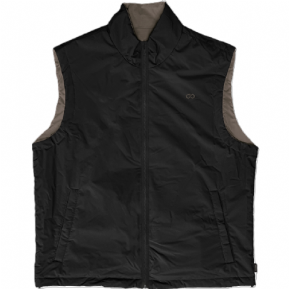 Aμάνικο γιλέκο διπλής οψης σε μαύρο-μπεζ σκούρο