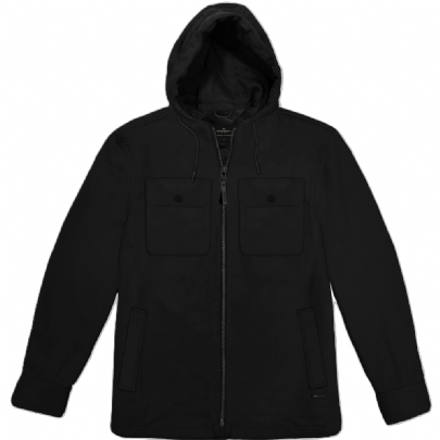Overshirts Heavy Flannel with Zipper, Hood and Quilted Padding σε μαύρο